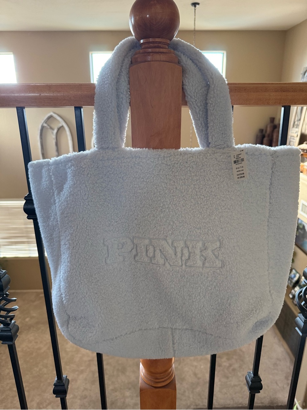 PINK Victoria's Secret Plush Sherpa Tote in White